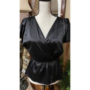 Moda International black women's peplum blouse top size small